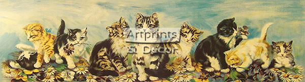 Yard of Kittens, Art Print by C.L. Van Vredenburgh at