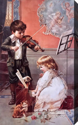 The Music Lesson - Stretched Canvas Art Print