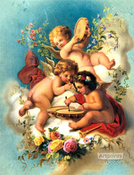 Garden Cherubs, Art Print by Hans Zatzka at ArtPrintsAndDecor.com