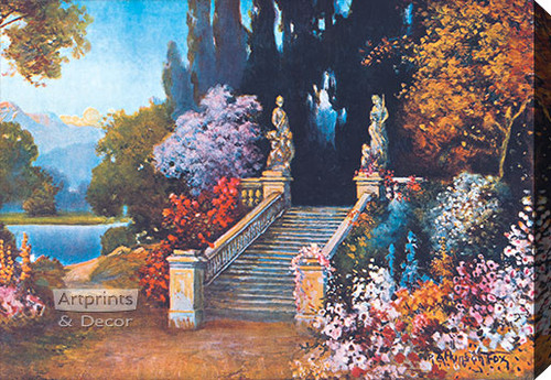 Stairway in a Garden by R. Atkinson Fox - Stretched Canvas Art Print