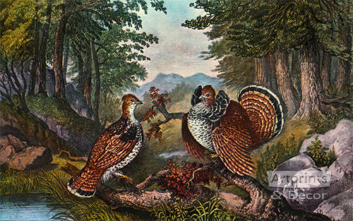 Mating In the Woods by Currier & Ives - Art Print