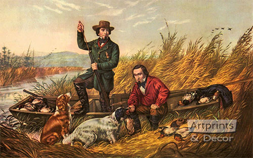 Wild Duck Shooting A Good Day's Sport by Currier & Ives - Art Print