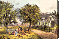 American Homestead by Currier & Ives - Stretched Canvas Art Print
