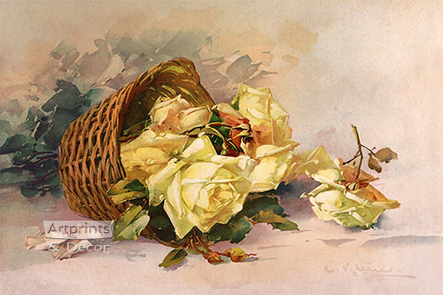 Basket of Yellow Roses by Catherine Klein - Art Print 