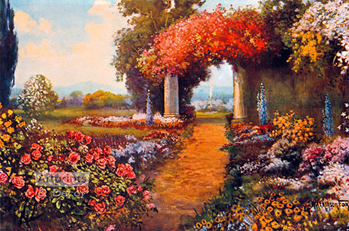 Garden Path Through Columns by R. Atkinson Fox - Art Print