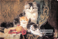 Cat and Her Three Kittens by Henriette Ronner-Knip - Stretched Canvas Art Print