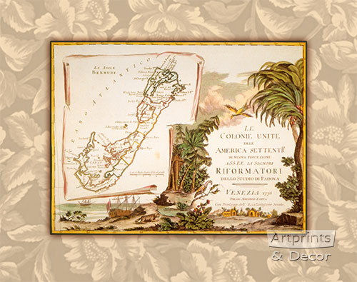 Bermuda Map - Art Print