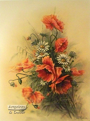 Daisies & Poppies by W. C. Addison - Art Print