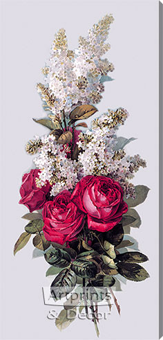 Roses and Lilacs by Paul de Longpre - Stretched Canvas Art Print