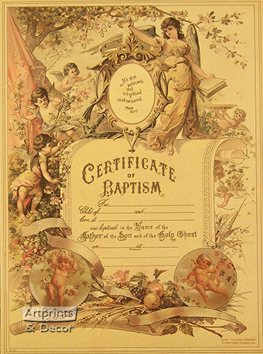 Certificate of Baptism - Framed Art Print