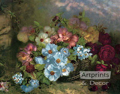 A Basket Full of Flowers - Art Print