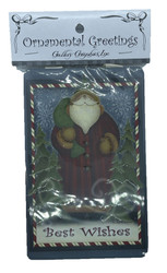 Best Wishes Santa Ornamental Greeting Combination Gift Tag Ornament