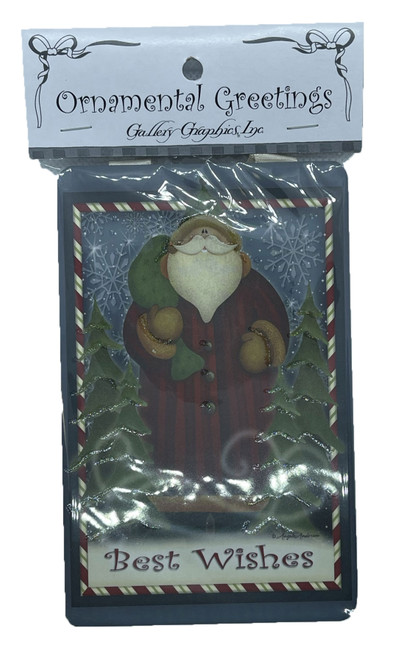 Best Wishes Santa Ornamental Greeting Combination Gift Tag Ornament