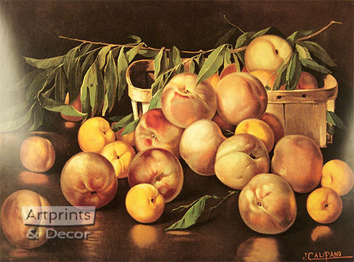 Peaches in a basket - Framed Art Print