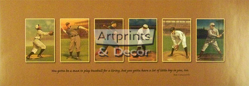 Six Baseball Cards - Framed Art Print 