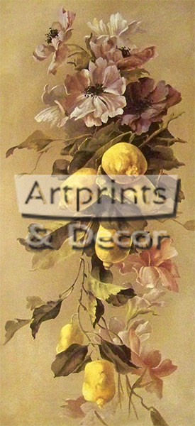 Lemon floral bouquet - Framed Art Print