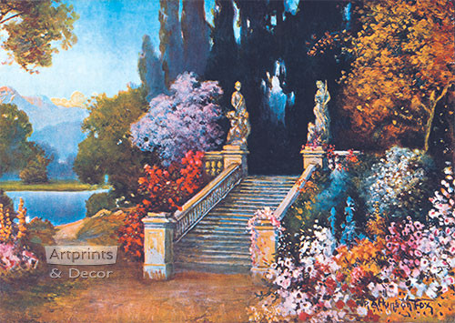 Stairway in a garden - Framed Art Print