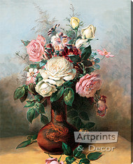 Bouquet of Roses by C. Chabelilz - Stretched Canvas Art Print