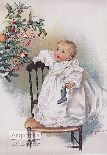 The First Christmas by Maud Humphrey -  Art Print