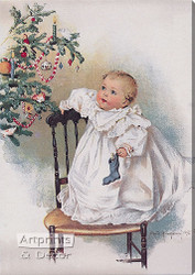 The First Christmas by Maud Humphrey -  Stretched Canvas Art Print