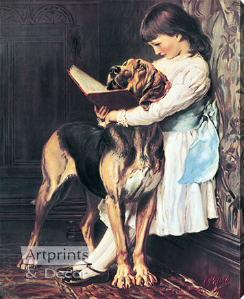 The Reading Lesson by C. Burton Barber - Stretched Canvas Art Print