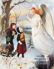 Guardian Angel of the Bridge II, Stretched Canvas Art Print by