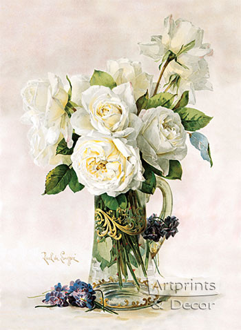 White Roses by Paul de Longpre - Framed Art Print