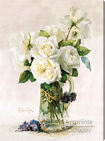 White Roses by Paul de Longpre - Stretched Canvas Art Print