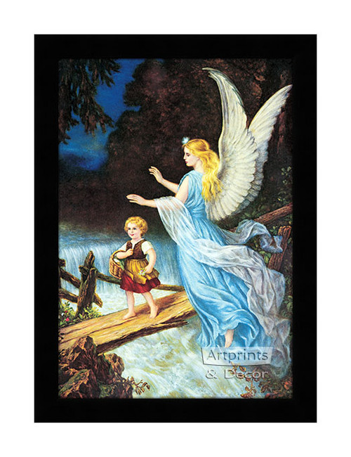 Guardian Angel I by Lindberg Heilige Schutzengel Art Print of Vintage Art