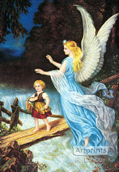 Haghe Art Print of Vintage Art Guardian Angel of the Bridge I by M.M