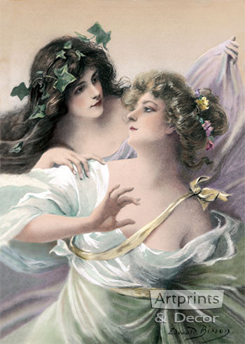 Spring Maidens by Edouard Bisson - Framed Art Print