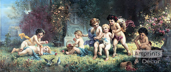 Cherubs At Play, Art Print by H. Zabateri at ArtPrintsAndDecor.com