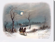 Sleighing by Moonlight by William Henry Chandler - Stretched Canvas Art Print