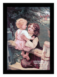 Young Siblings at the Garden Fence - Framed Art Print