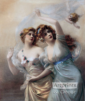 Love's Messengers by Edouard Bisson - Framed Art Print
