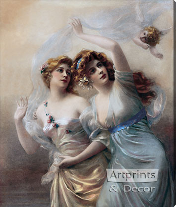 Love's Messengers by Edouard Bisson - Stretched Canvas Art Print