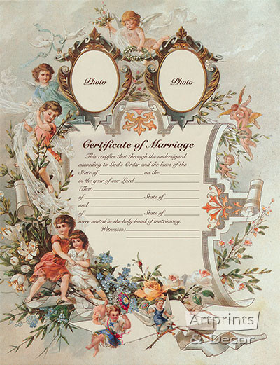 Certificate of Marriage - Framed Art Print