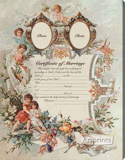 Certificate of Marriage - Stretched Canvas Art Print