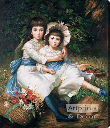 Cecile and Adela, Children of George Drummond - Oil Painting Reproduction - Stretched Canvas Art Print