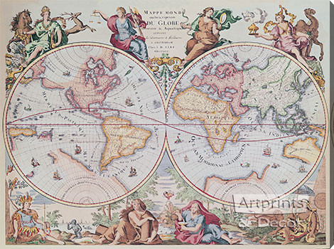 World Map 1792 - Stretched Canvas Art Print