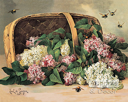 A Basket of Lilacs by Paul de Longpre - Framed Art Print
