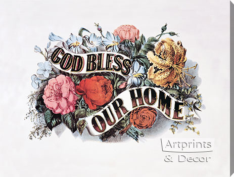 God Bless Our Home by Currier & Ives - Stretched Canvas Art Print