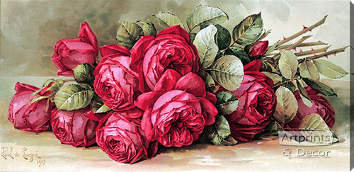 Red Roses by Paul de Longpre - Stretched Canvas Art Print