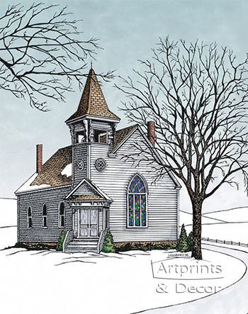 The Old Country Church by Terry Lombard - Framed Art Print
