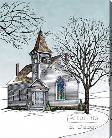 The Old Country Church by Terry Lombard - Stretched Canvas Art Print