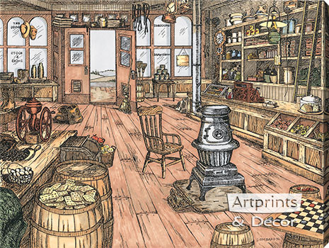 The Mercantile Store by Terry Lombard - Stretched Canvas Art Print