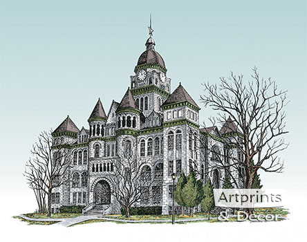 The Jasper County Courthouse by Terry Lombard - Framed Art Print