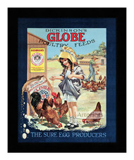 Dickinson's Globe Poultry Feeds - Vintage Ad - Framed Art Print