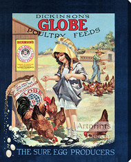 Dickinson's Globe Poultry Feeds - Stretched Canvas Vintage Ad Art Print