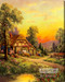 Cottage at Sunset by William M. Thompson - Stretched Canvas Art Print